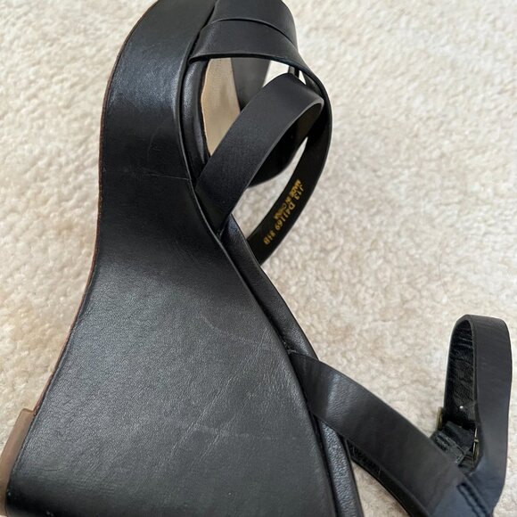 Cole Haan Melrose Black Leather Strappy Platform Wedge Heels Sandals Shoes 8.5 - Picture 9 of 11
